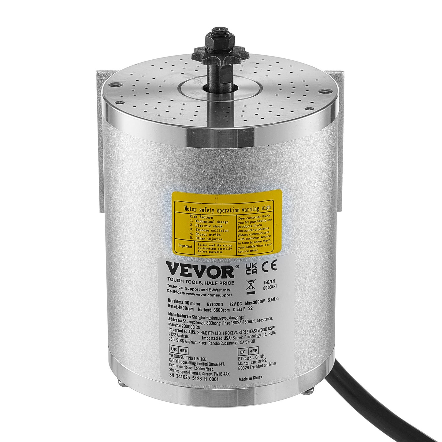 3000W Electric Brushless DC Motor, 72V 4900rpm Go Kart Electric Motor, Electric Dirt Bike Motor Engine for V952-ZLWSDJTJ30003774SV9