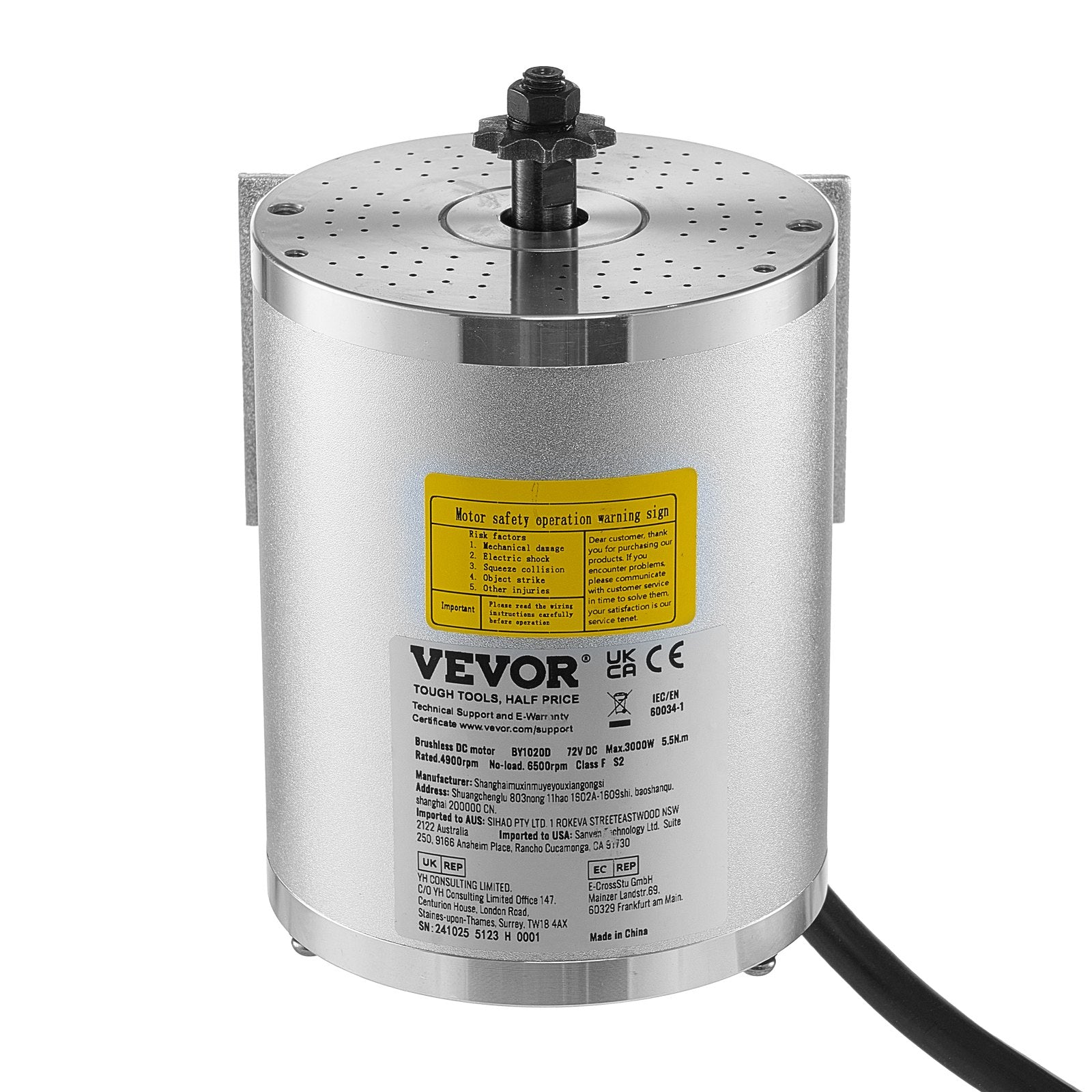 3000W Electric Brushless DC Motor, 72V 4900rpm Go Kart Electric Motor, Electric Dirt Bike Motor Engine for V952-ZLWSDJTJ30003774SV9