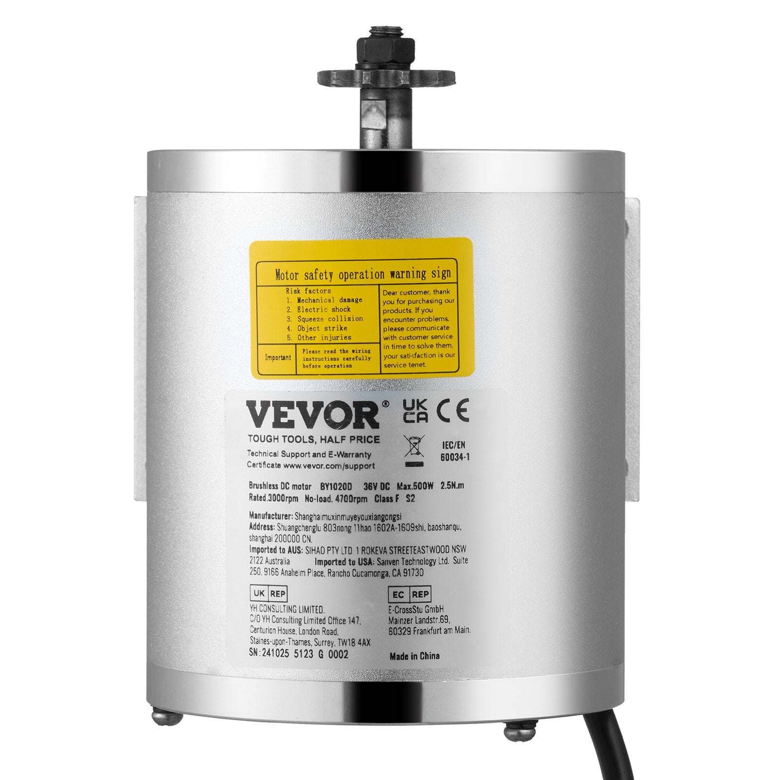 500W Electric Brushless DC Motor Kit 36V 3000rpm with Upgraded Controller V952-ZLWSDJTJ500WGWM9BV3