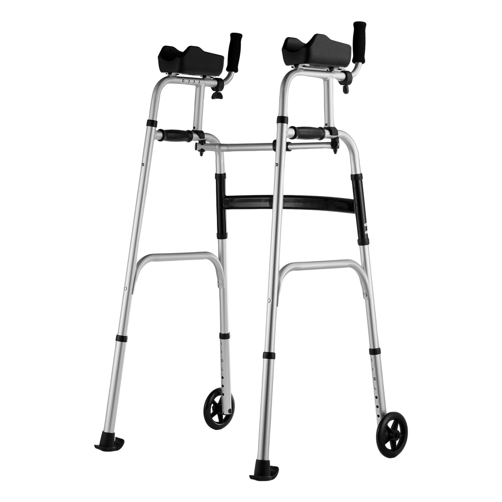 2 in 1 Folding Walker & Removable Armrests, Height Adjustable Foldable Walker with 5" Solid Wheels, V952-ZLZXCL200000G7LL4V0