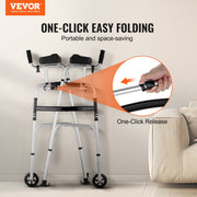 2 in 1 Folding Walker & Removable Armrests, Height Adjustable Foldable Walker with 5" Solid Wheels, V952-ZLZXCL200000G7LL4V0