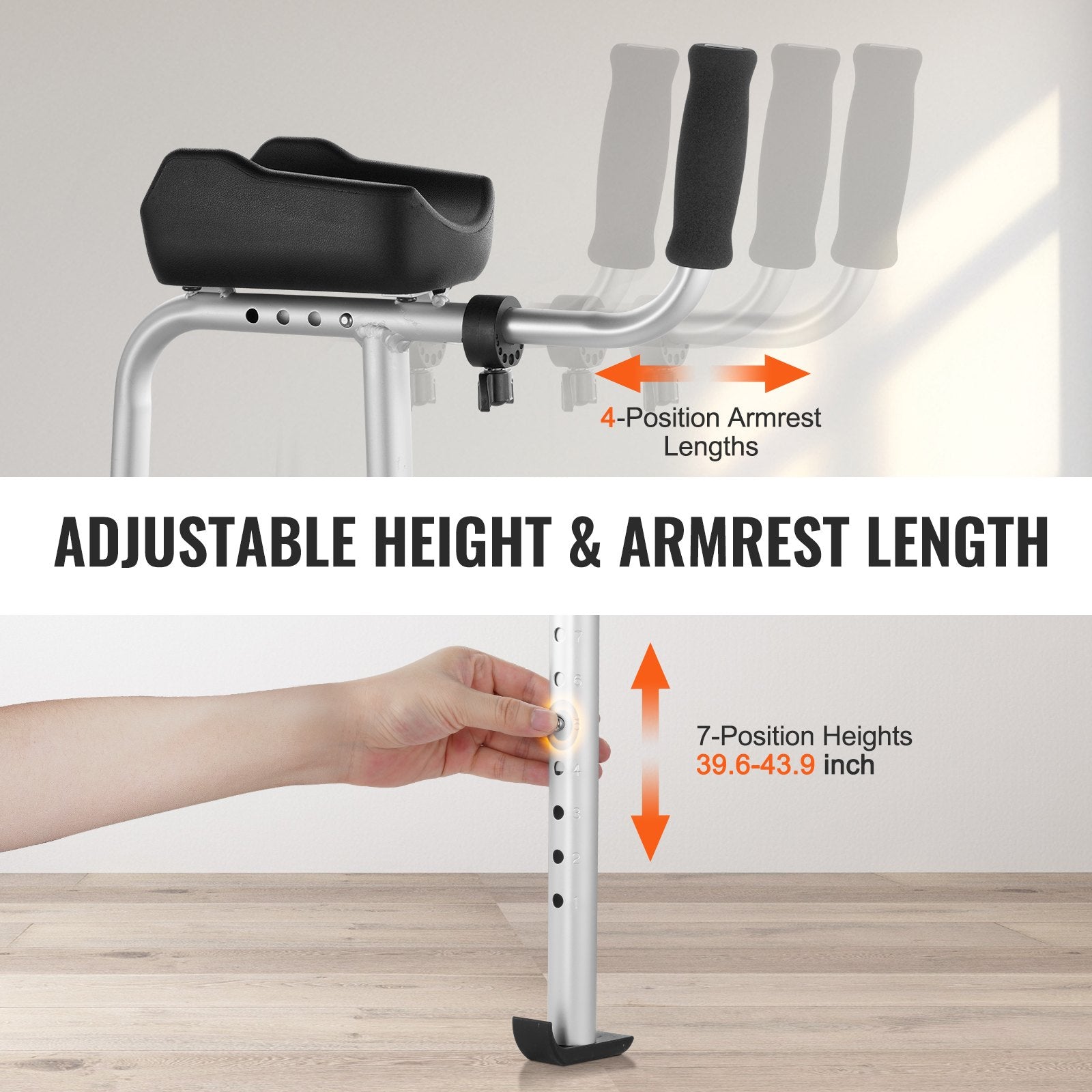 2 in 1 Folding Walker & Removable Armrests, Height Adjustable Foldable Walker with 5" Solid Wheels, V952-ZLZXCL200000G7LL4V0