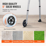 2 in 1 Folding Walker & Removable Armrests, Height Adjustable Foldable Walker with 5" Solid Wheels, V952-ZLZXCL200000G7LL4V0