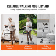2 in 1 Folding Walker & Removable Armrests, Height Adjustable Foldable Walker with 5" Solid Wheels, V952-ZLZXCL200000G7LL4V0