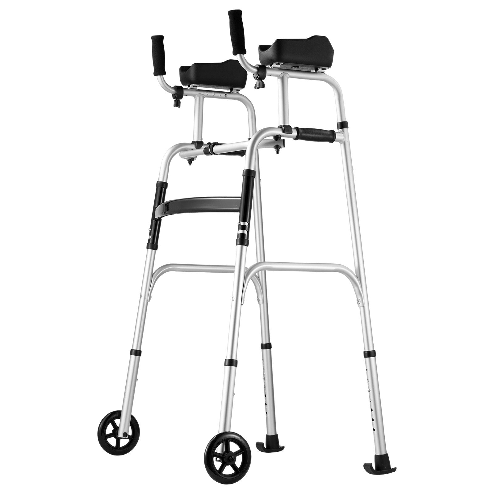 2 in 1 Folding Walker & Removable Armrests, Height Adjustable Foldable Walker with 5" Solid Wheels, V952-ZLZXCL200000G7LL4V0