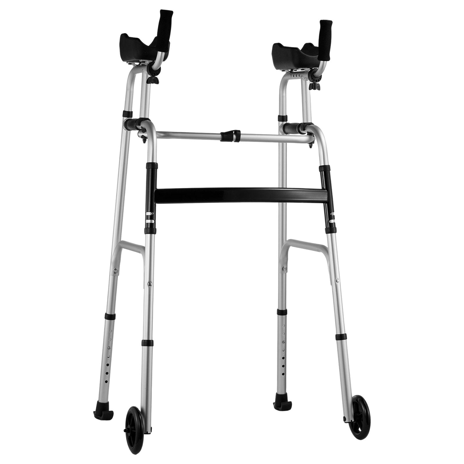 2 in 1 Folding Walker & Removable Armrests, Height Adjustable Foldable Walker with 5" Solid Wheels, V952-ZLZXCL200000G7LL4V0
