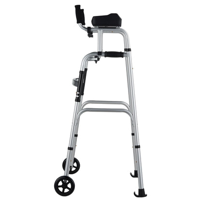 2 in 1 Folding Walker & Removable Armrests, Height Adjustable Foldable Walker with 5" Solid Wheels, V952-ZLZXCL200000G7LL4V0