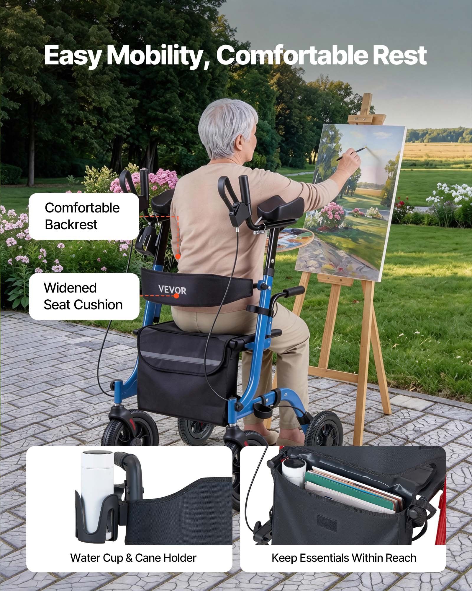 Rollator Walker with Seat for Seniors, Foldable Rolling Walker, Lightweight Aluminum Mobility Walking Aid V952-ZLZXQLSLHJQ13HJYW001V0