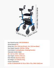 Rollator Walker with Seat for Seniors, Foldable Rolling Walker, Lightweight Aluminum Mobility Walking Aid V952-ZLZXQLSLHJQ13HJYW001V0