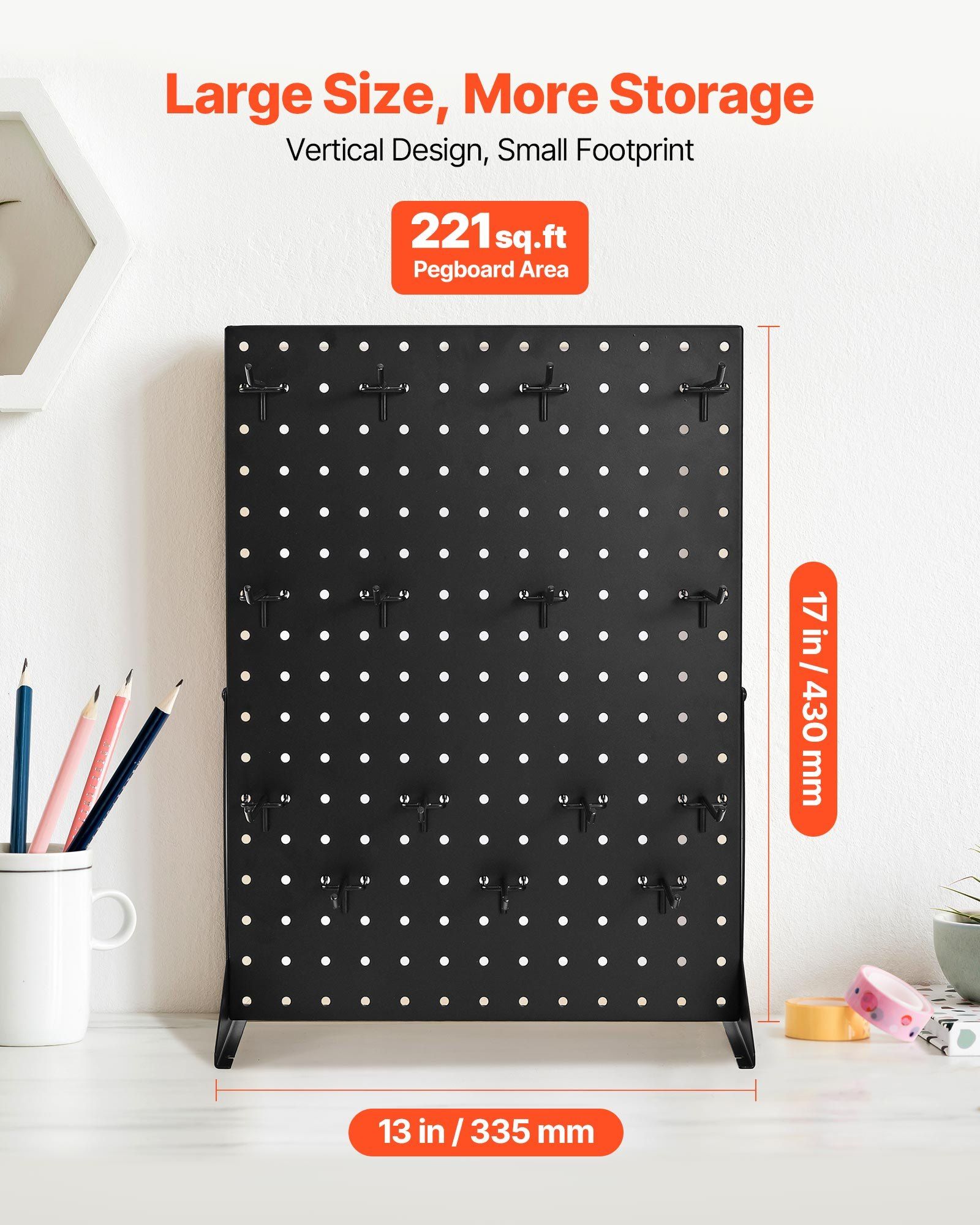 Pegboard Display Stand, 43 x 33 cm Tabletop Pegboard Display Stand with 15 Hooks, Thickened Cold-Rolled Steel V952-ZMLSDB1GZDPJUTAOH001V0