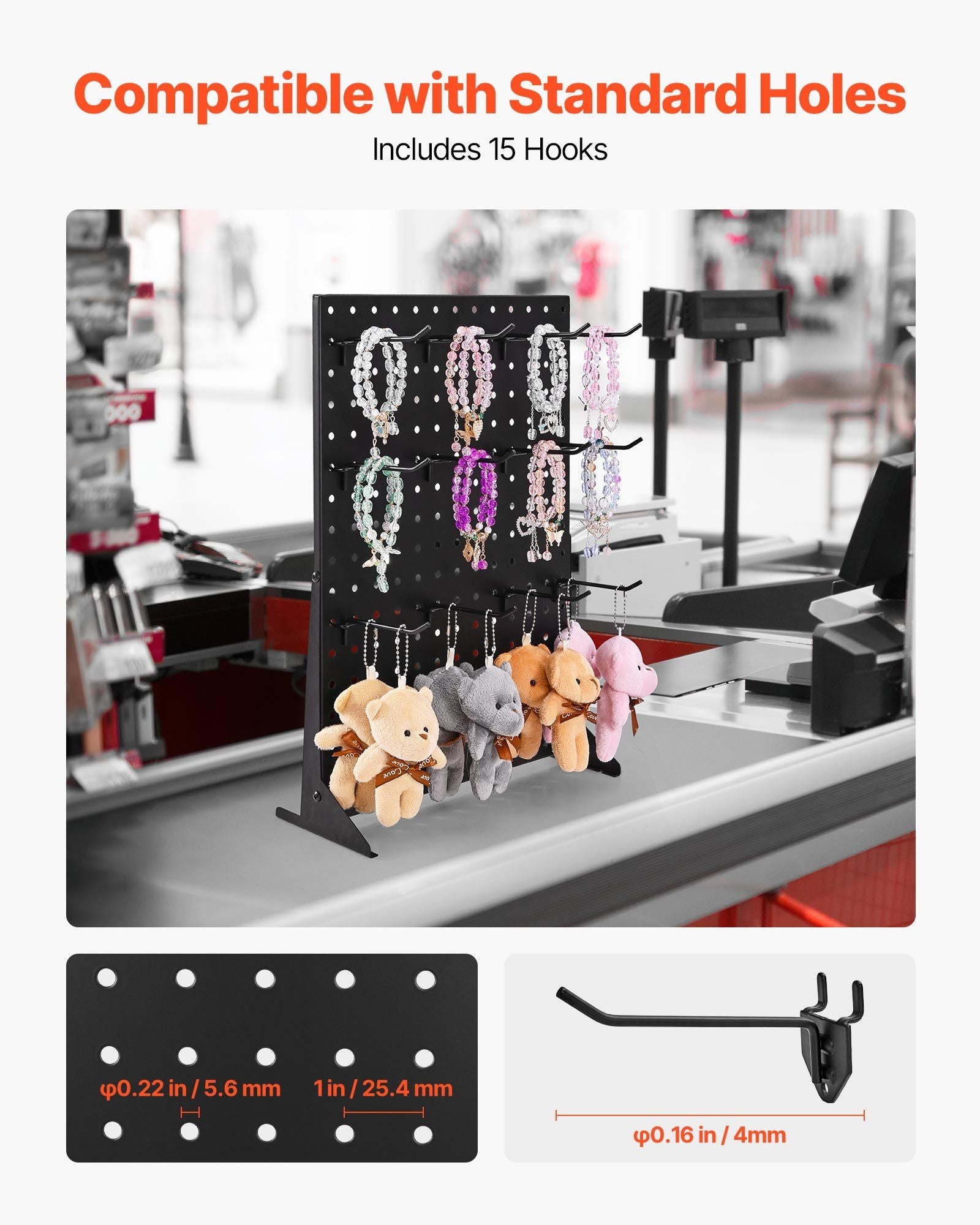 Pegboard Display Stand, 43 x 33 cm Tabletop Pegboard Display Stand with 15 Hooks, Thickened Cold-Rolled Steel V952-ZMLSDB1GZDPJUTAOH001V0