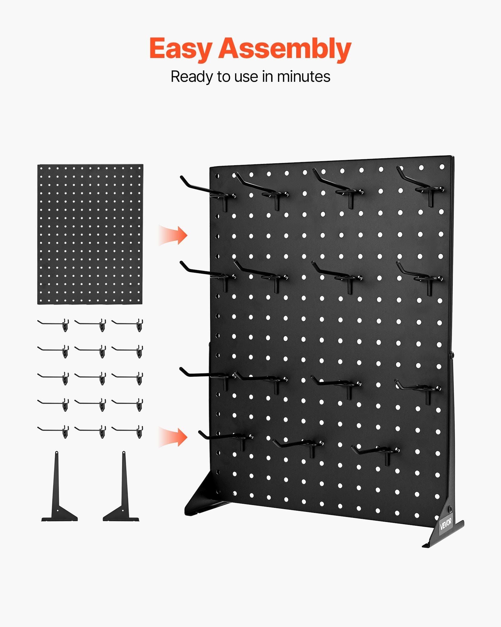Pegboard Display Stand, 43 x 33 cm Tabletop Pegboard Display Stand with 15 Hooks, Thickened Cold-Rolled Steel V952-ZMLSDB1GZDPJUTAOH001V0