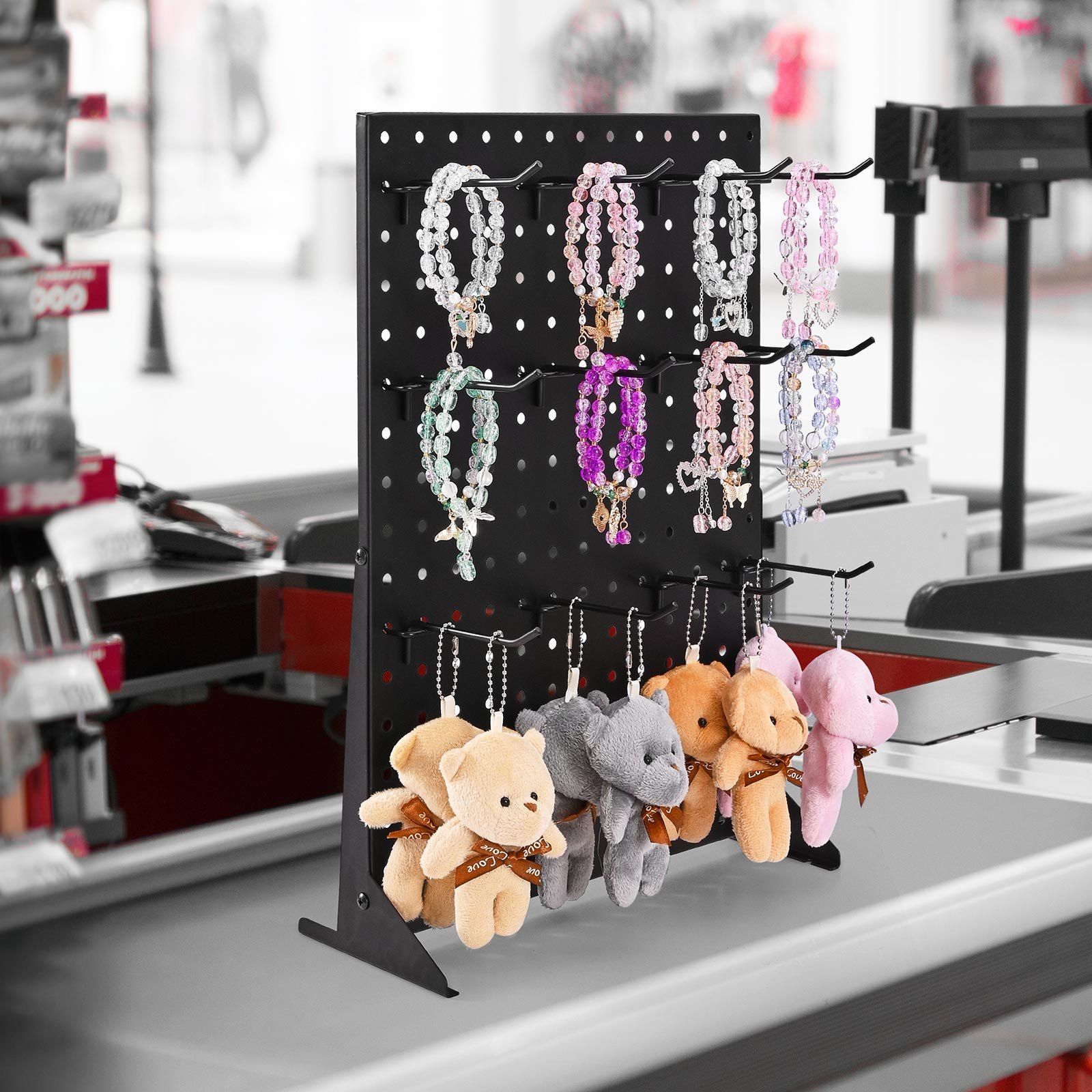 Pegboard Display Stand, 43 x 33 cm Tabletop Pegboard Display Stand with 15 Hooks, Thickened Cold-Rolled Steel V952-ZMLSDB1GZDPJUTAOH001V0