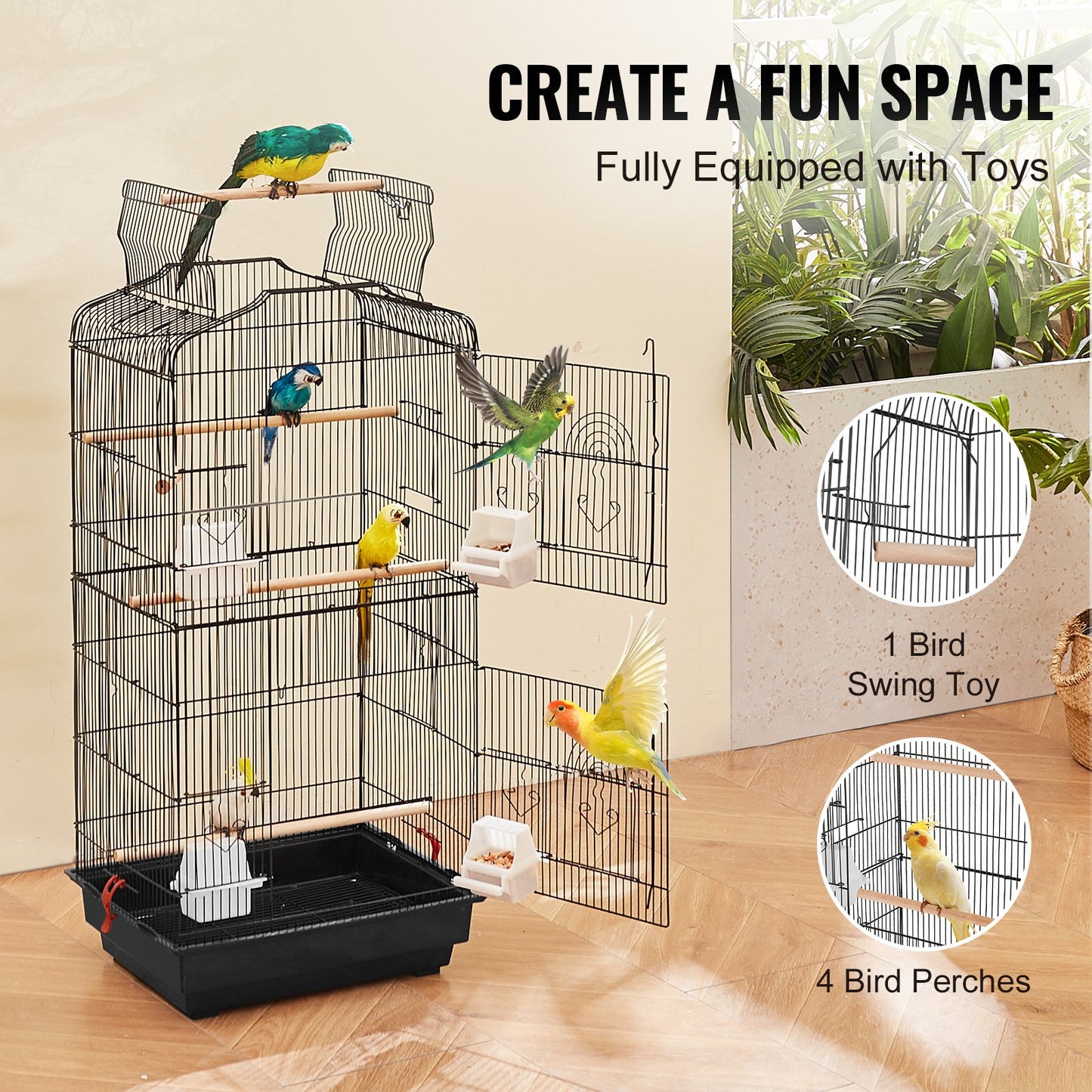 Bird Flight Cage 39 in Hanging Metal Parakeet Cage for Cockatiels Parrot V952-ZMSDXNLL18W1NRKCNV0