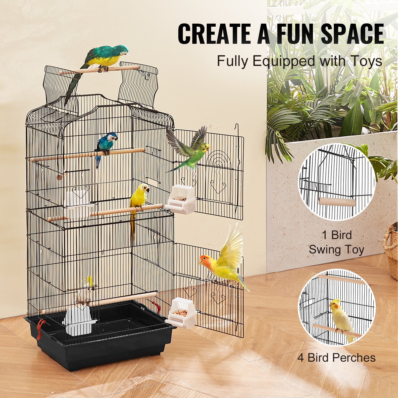 Bird Flight Cage 39 in Hanging Metal Parakeet Cage for Cockatiels Parrot V952-ZMSDXNLL18W1NRKCNV0