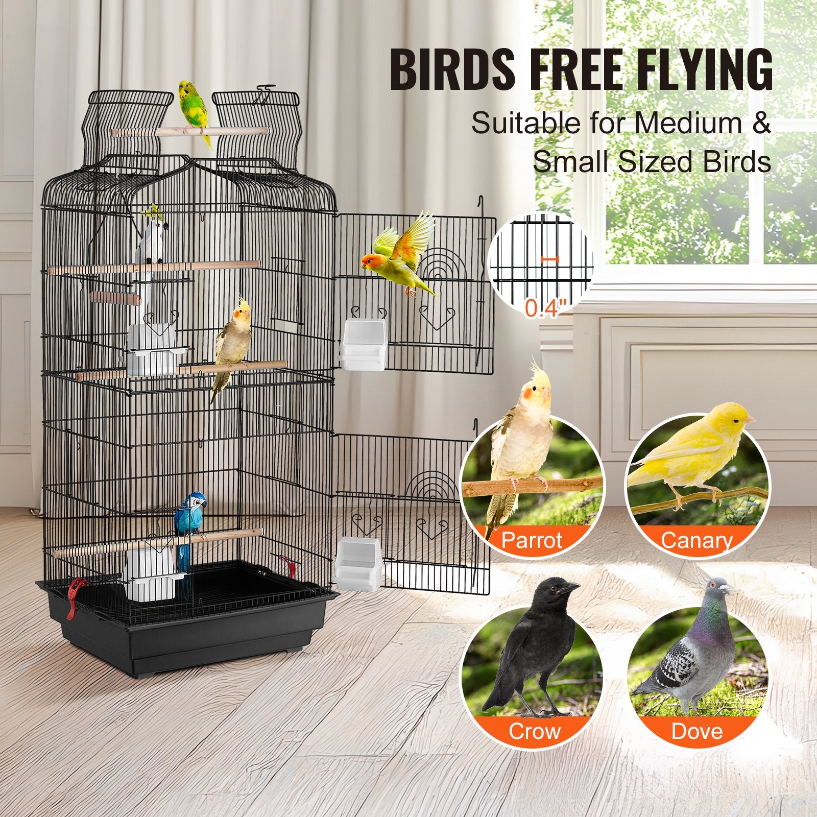 Bird Flight Cage 39 in Hanging Metal Parakeet Cage for Cockatiels Parrot V952-ZMSDXNLL18W1NRKCNV0