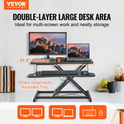 Standing Desk Converter, Two-Tier Stand up Desk Riser, 800 mm Large Sit to Stand Desk Converter,140-510 mm V952-ZMSJTSDXSX315ZZZAV0