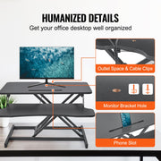 Standing Desk Converter, Two-Tier Stand up Desk Riser, 800 mm Large Sit to Stand Desk Converter,140-510 mm V952-ZMSJTSDXSX315ZZZAV0