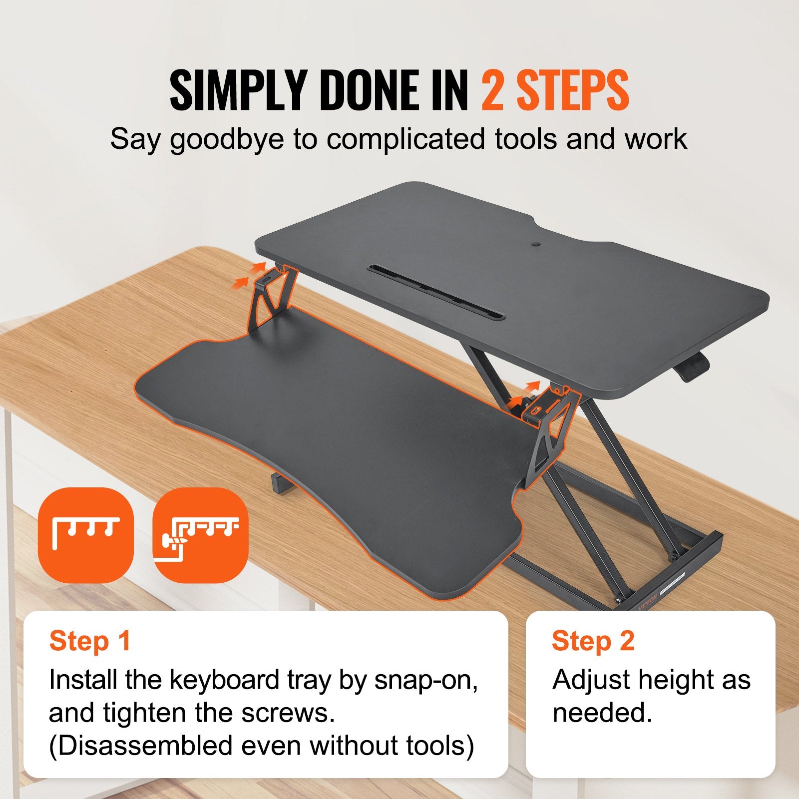 Standing Desk Converter, Two-Tier Stand up Desk Riser, 800 mm Large Sit to Stand Desk Converter,140-510 mm V952-ZMSJTSDXSX315ZZZAV0
