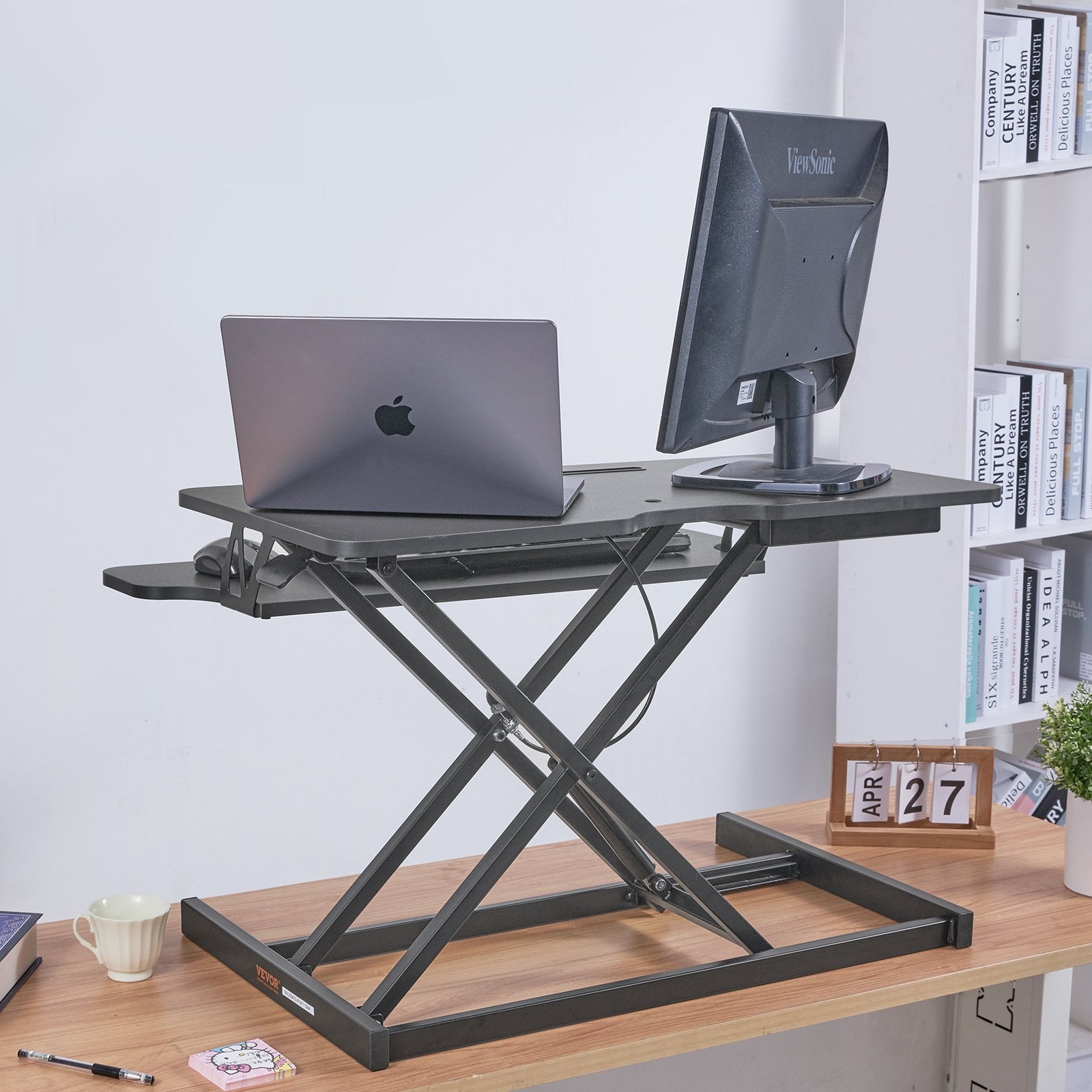 Standing Desk Converter, Two-Tier Stand up Desk Riser, 800 mm Large Sit to Stand Desk Converter,140-510 mm V952-ZMSJTSDXSX315ZZZAV0