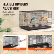 Bird Cage, 18 in, Small Parakeet Cage with Divider, Sturdy Metal Bird Flight Cage, Travel Birdcage with 5 V952-ZMSMNNL31191DY8JTV0