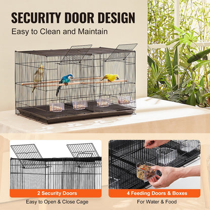 Bird Cage, 18 in, Small Parakeet Cage with Divider, Sturdy Metal Bird Flight Cage, Travel Birdcage with 5 V952-ZMSMNNL31191DY8JTV0