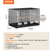 Bird Cage, 18 in, Small Parakeet Cage with Divider, Sturdy Metal Bird Flight Cage, Travel Birdcage with 5 V952-ZMSMNNL31191DY8JTV0