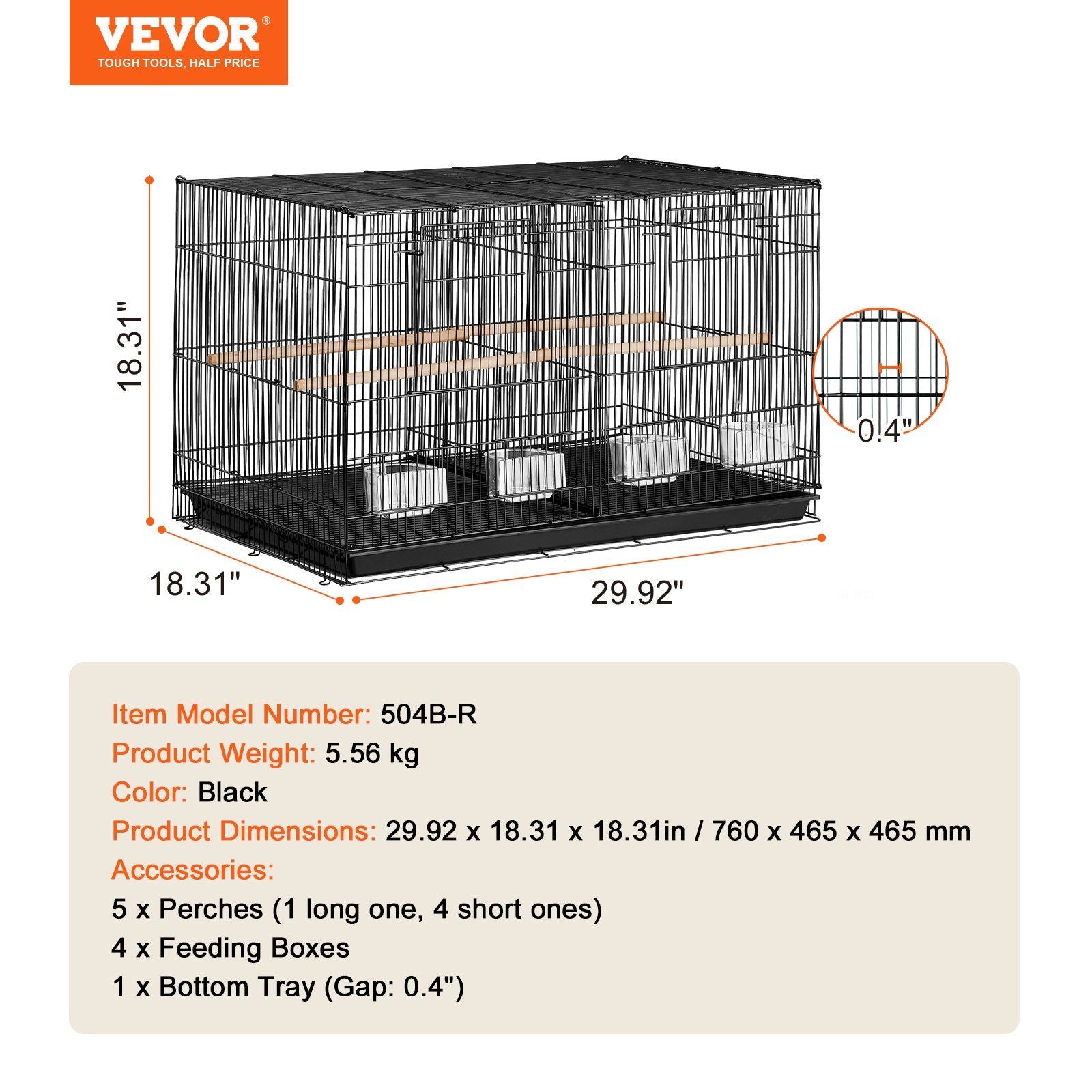 Bird Cage, 18 in, Small Parakeet Cage with Divider, Sturdy Metal Bird Flight Cage, Travel Birdcage with 5 V952-ZMSMNNL31191DY8JTV0