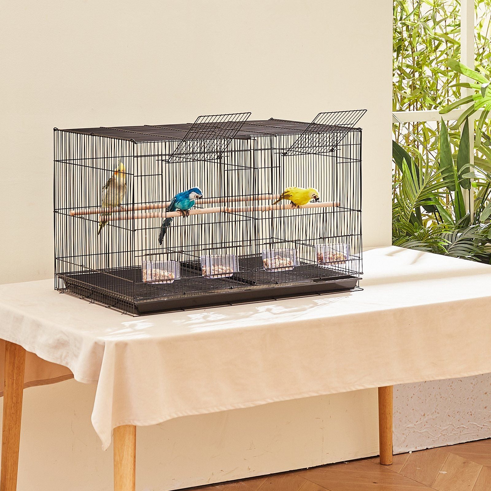 Bird Cage, 18 in, Small Parakeet Cage with Divider, Sturdy Metal Bird Flight Cage, Travel Birdcage with 5 V952-ZMSMNNL31191DY8JTV0
