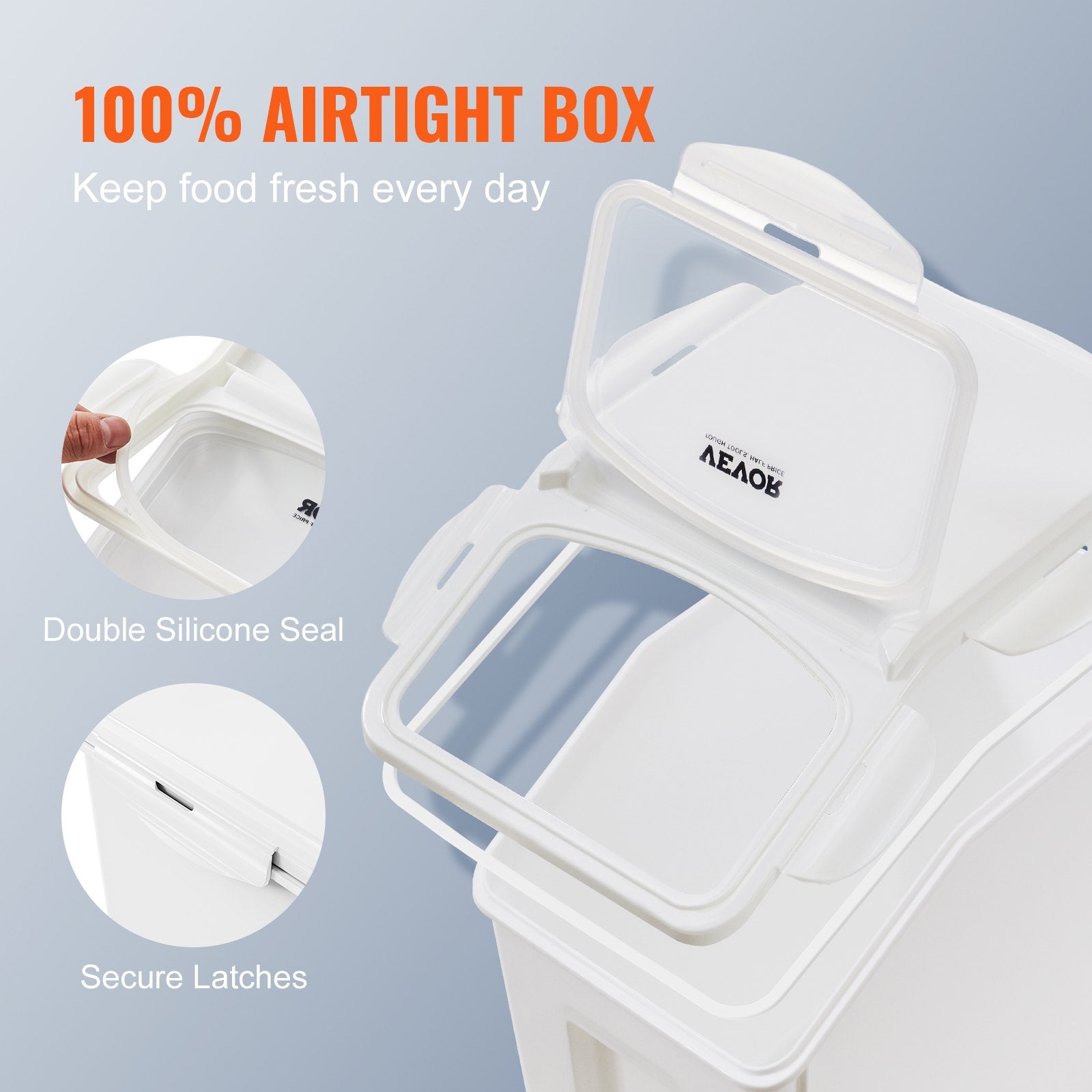 Ingredient Storage Bin, 2 x 15L Dispenser Bin with 2 Measuring Cups, Attachable Casters and Airtight Lid, 2 V952-ZMXMX215L2CHMATLFV0