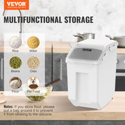 Ingredient Storage Bin, 2 x 15L Dispenser Bin with 2 Measuring Cups, Attachable Casters and Airtight Lid, 2 V952-ZMXMX215L2CHMATLFV0