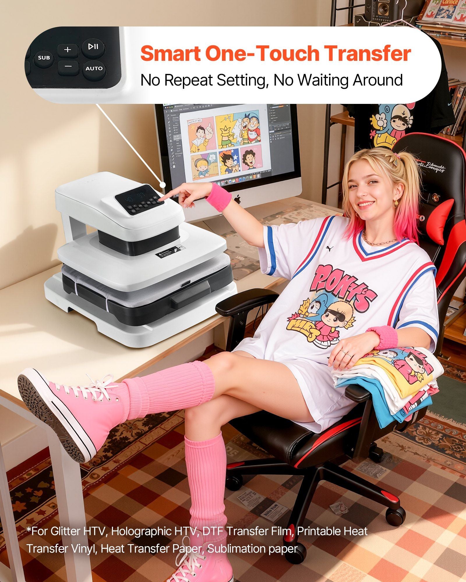 Auto Heat Press Machine, 38 x 38 cm, T-Shirt Press Machine with Auto Release and Adjustable Pressure, Digital V952-ZNRYJSJS15X1HUHFI001V3