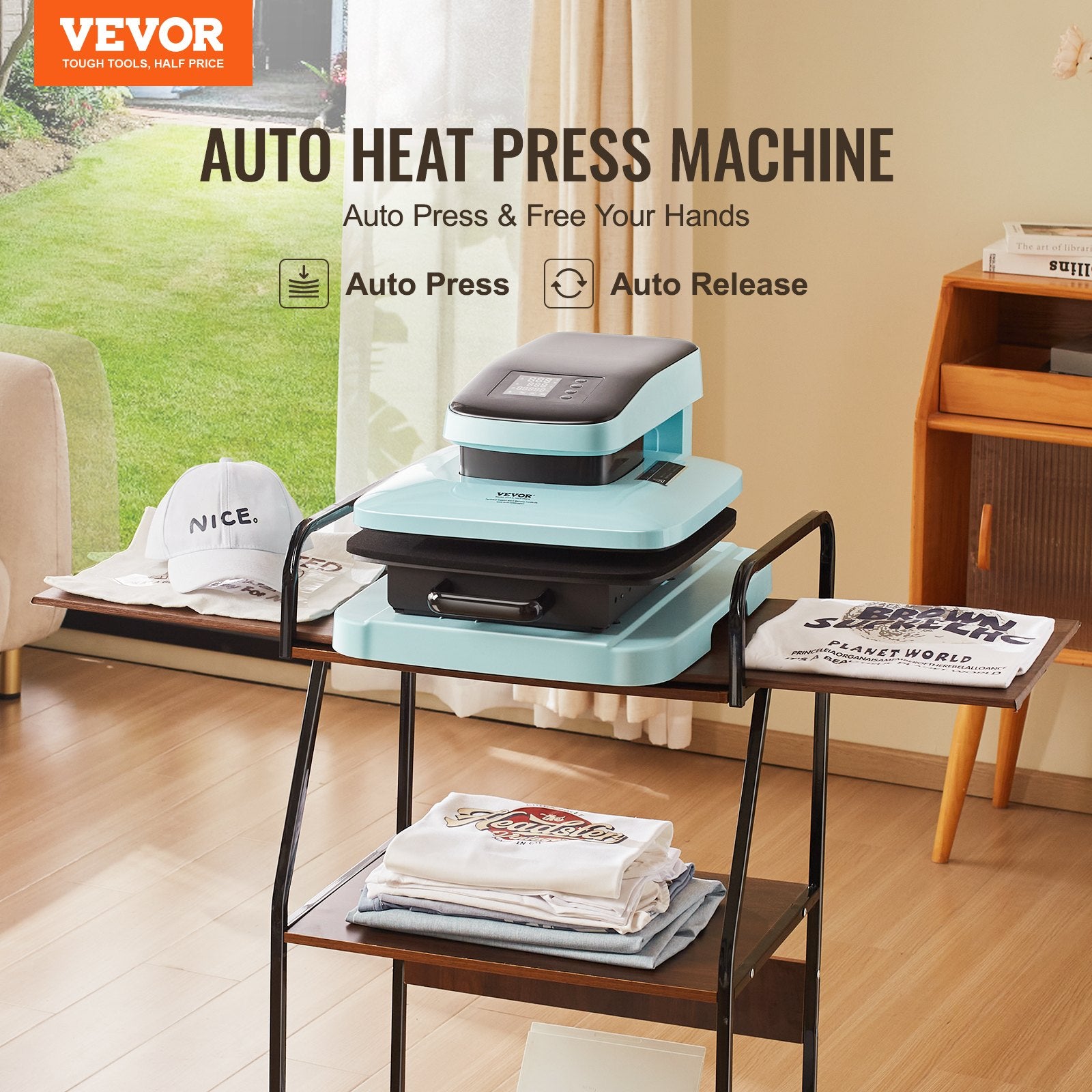 Auto Heat Press Machine, 15 x 15 in Smart T Shirt Press Machine with Auto Release, Heats Up Fast and Evenly, V952-ZNRYJSJS15X1Z8544V3