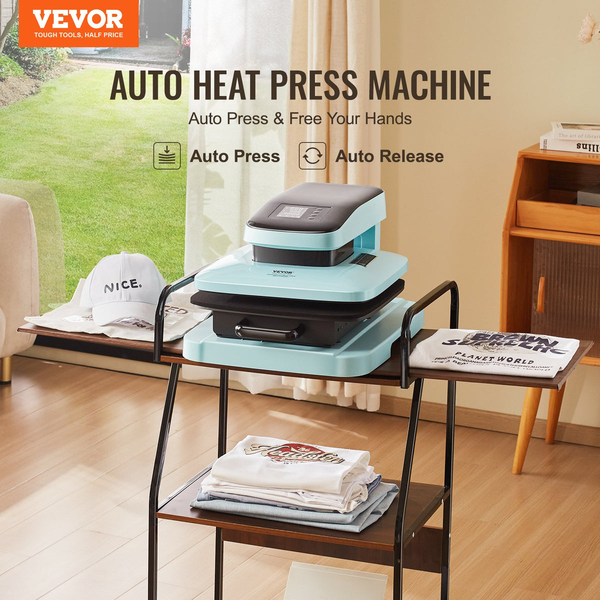 Auto Heat Press Machine, 15 x 15 in Smart T Shirt Press Machine with Auto Release, Heats Up Fast and Evenly, V952-ZNRYJSJS15X1Z8544V3