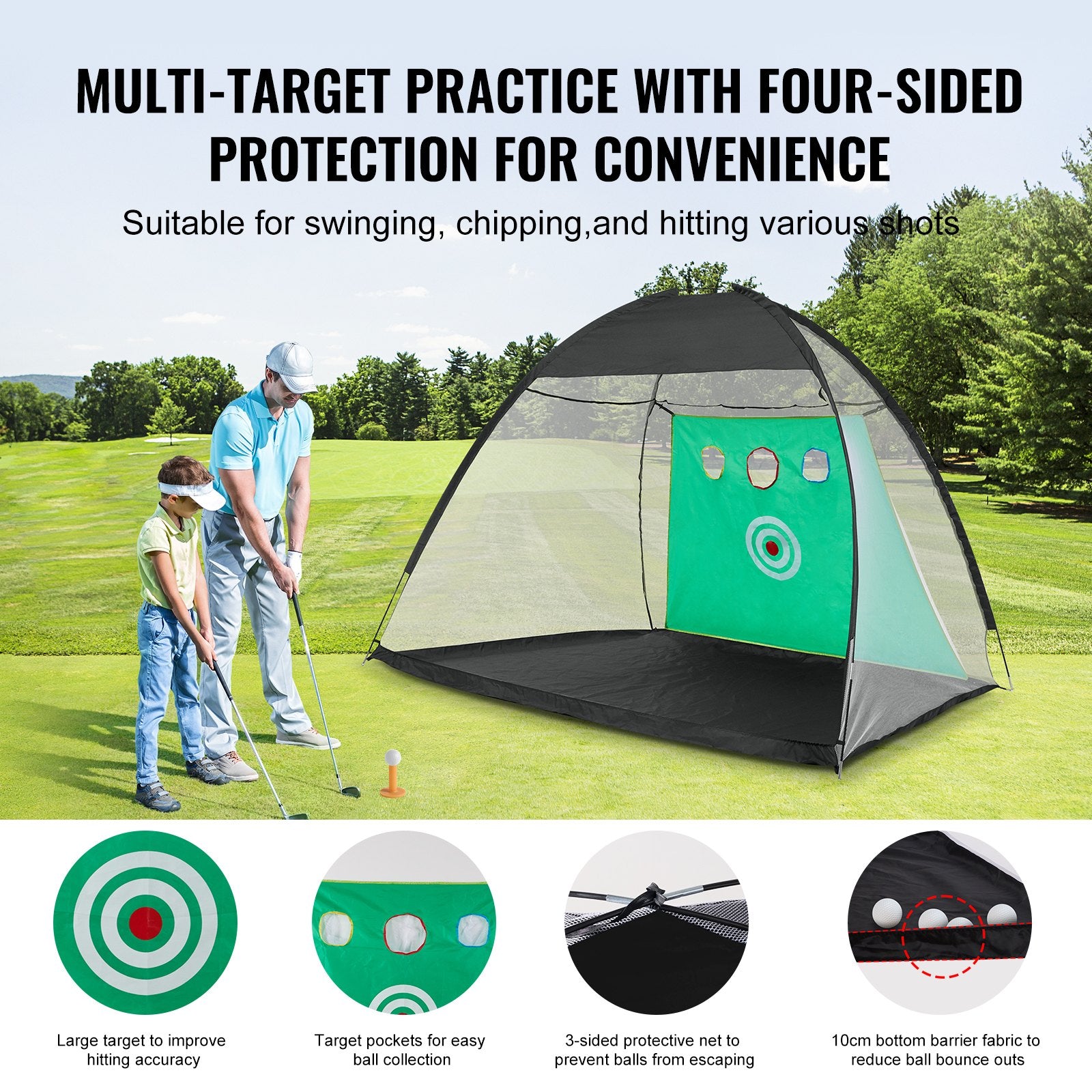 Golf Net, 10x7ft All in 1 Practice Net, Indoor Outdoor Home Golf Swing Training, Golf Hitting Aid Net with V952-ZPK10X7YCTZD9HZMBV0