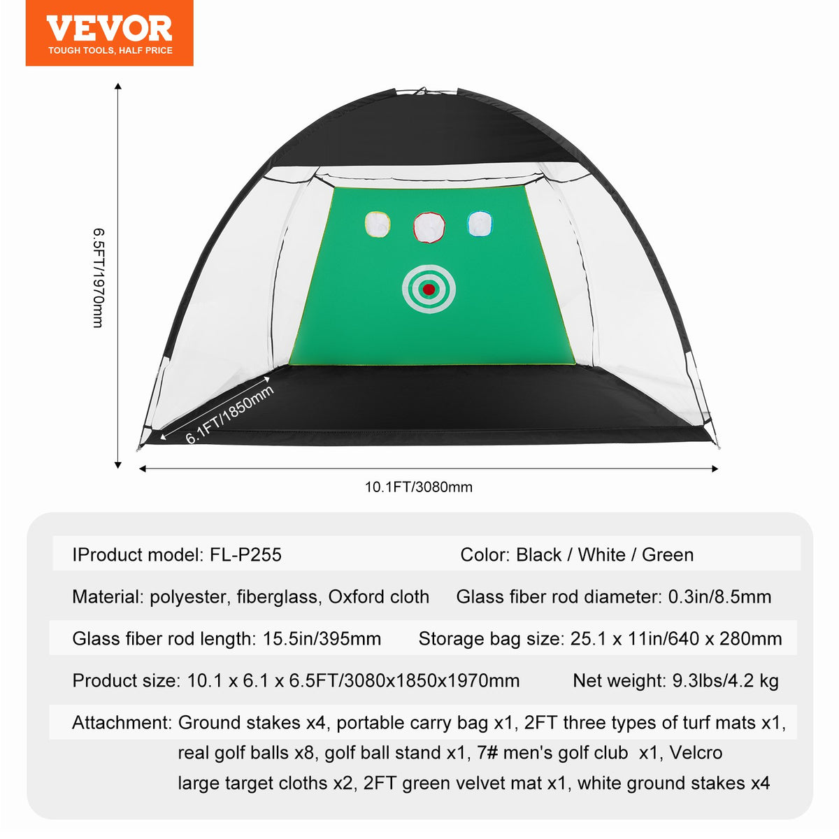 Golf Net, 10x7ft All in 1 Practice Net, Indoor Outdoor Home Golf Swing Training, Golf Hitting Aid Net with V952-ZPK10X7YCTZD9HZMBV0