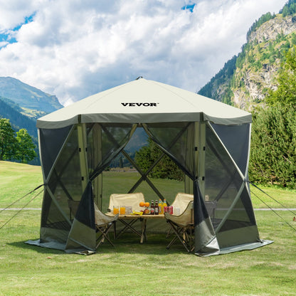 Pop Up Gazebo Tent, Pop-Up Screen Tent 6 Sided Canopy Sun Shelter with 6 Removable Privacy Wind Cloths & Mesh V952-ZPSLTJLS10X1F6ZWMV0