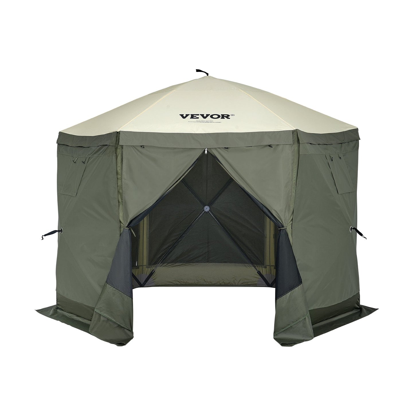 Pop Up Gazebo Tent, Pop-Up Screen Tent 6 Sided Canopy Sun Shelter with 6 Removable Privacy Wind Cloths & Mesh V952-ZPSLTJLS10X1F6ZWMV0
