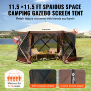 Pop Up Gazebo Tent, Pop-Up Screen Tent 6 Sided Canopy Sun Shelter with 6 Removable Privacy Wind Cloths & Mesh V952-ZPSLTJLS115X602MGV0