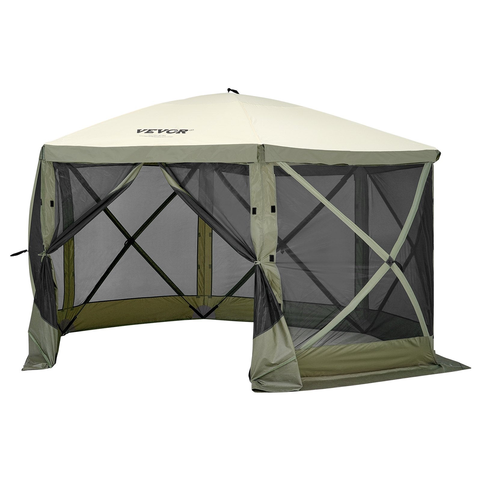 Pop Up Gazebo Tent, Pop-Up Screen Tent 6 Sided Canopy Sun Shelter with 6 Removable Privacy Wind Cloths & Mesh V952-ZPSLTJLS12X1117M6V0