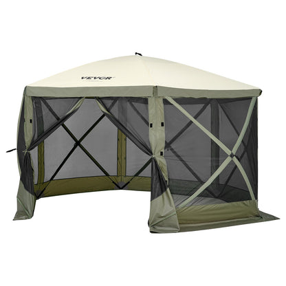 Pop Up Gazebo Tent, Pop-Up Screen Tent 6 Sided Canopy Sun Shelter with 6 Removable Privacy Wind Cloths & Mesh V952-ZPSLTJLS12X1117M6V0