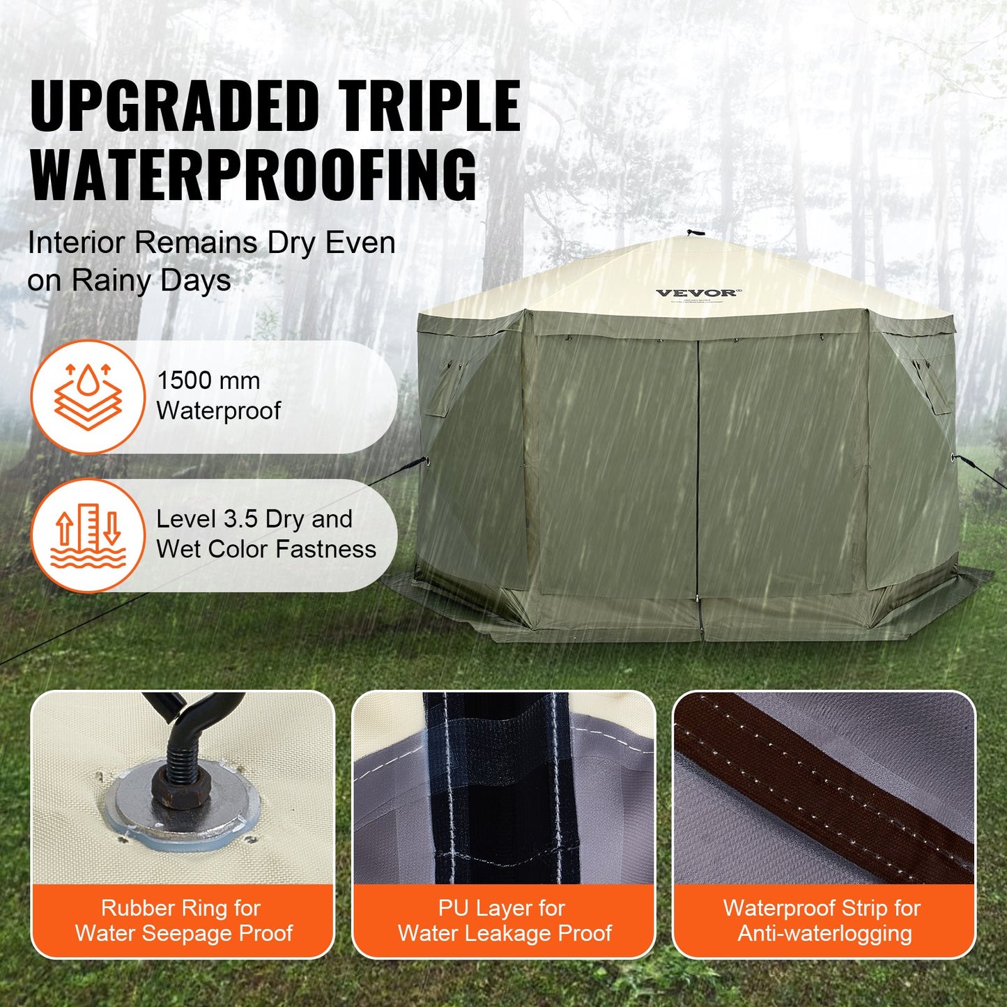 Pop Up Gazebo Tent, Pop-Up Screen Tent 6 Sided Canopy Sun Shelter with 6 Removable Privacy Wind Cloths & Mesh V952-ZPSLTJLS12X1117M6V0