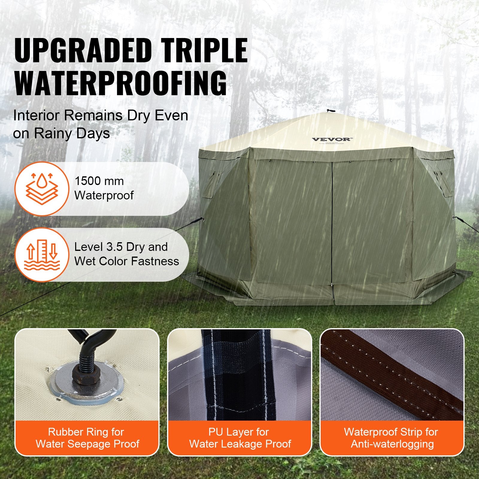 Pop Up Gazebo Tent, Pop-Up Screen Tent 6 Sided Canopy Sun Shelter with 6 Removable Privacy Wind Cloths & Mesh V952-ZPSLTJLS12X1117M6V0