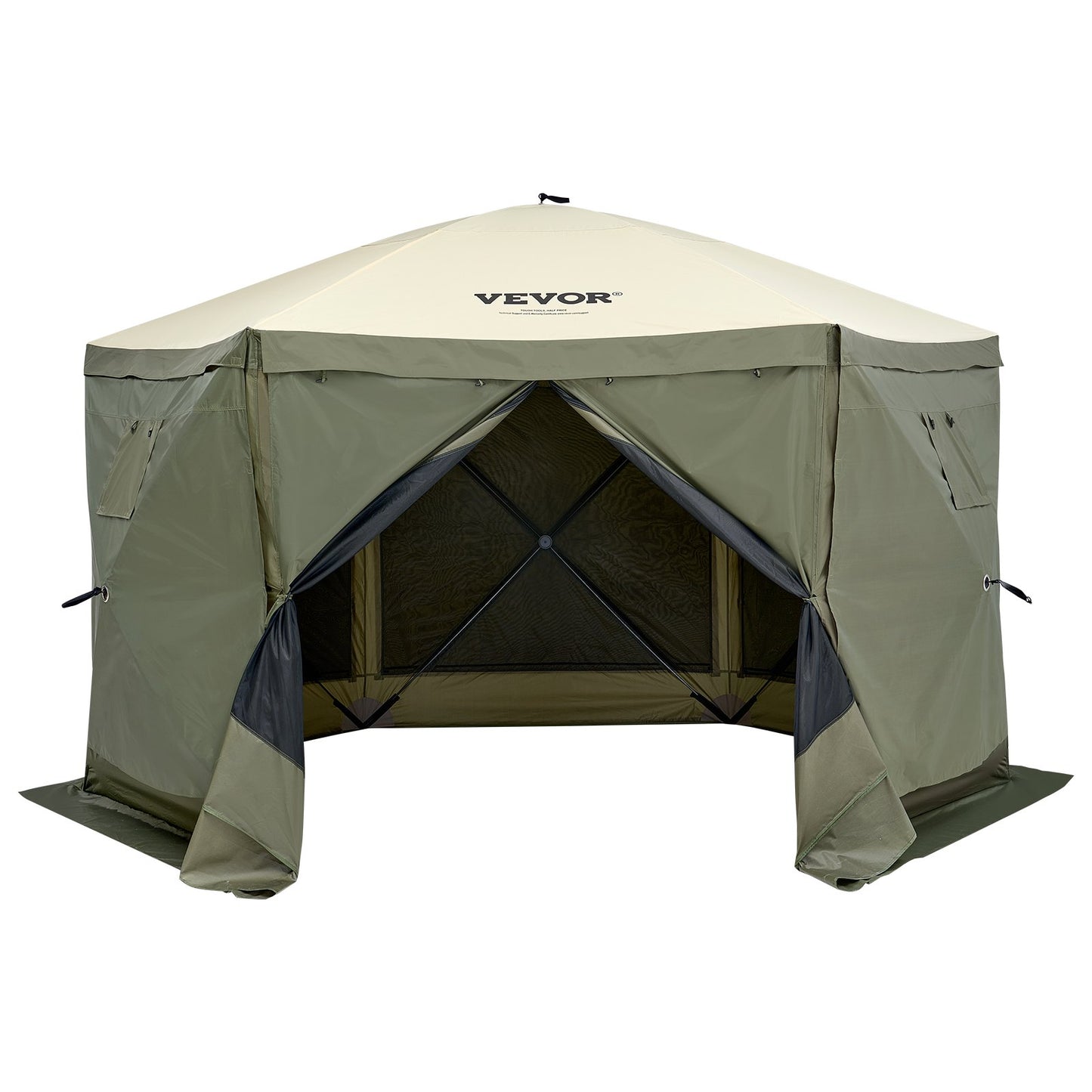 Pop Up Gazebo Tent, Pop-Up Screen Tent 6 Sided Canopy Sun Shelter with 6 Removable Privacy Wind Cloths & Mesh V952-ZPSLTJLS12X1117M6V0