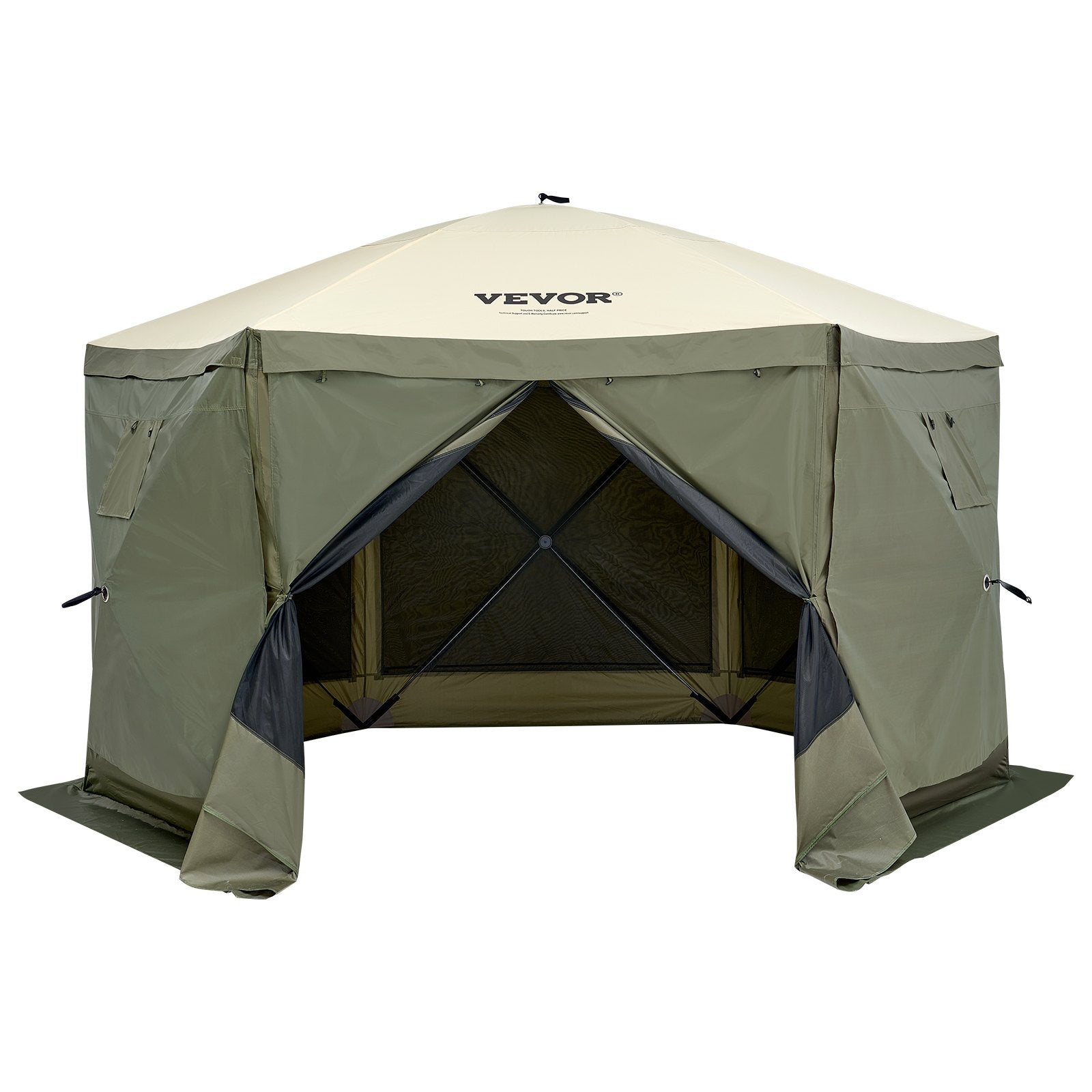 Pop Up Gazebo Tent, Pop-Up Screen Tent 6 Sided Canopy Sun Shelter with 6 Removable Privacy Wind Cloths & Mesh V952-ZPSLTJLS12X1117M6V0