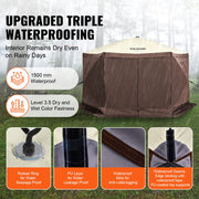Pop Up Gazebo Tent, Pop-Up Screen Tent 6 Sided Canopy Sun Shelter with 6 Removable Privacy Wind Cloths & Mesh V952-ZPSLTZS125X1X8KS1V0