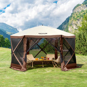 Pop Up Gazebo Tent, Pop-Up Screen Tent 6 Sided Canopy Sun Shelter with 6 Removable Privacy Wind Cloths & Mesh V952-ZPSLTZS125X1X8KS1V0