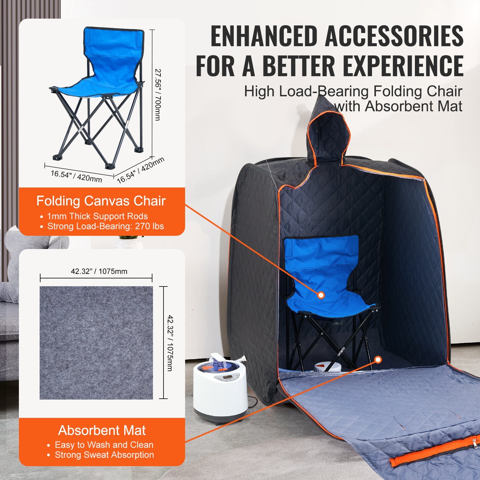 Portable Steam Sauna Tent 1000W Personal Spa Loss Weight Detox Therapy, 800x800x1000 mm V952-ZQBXSSNBSS10KT48LV3