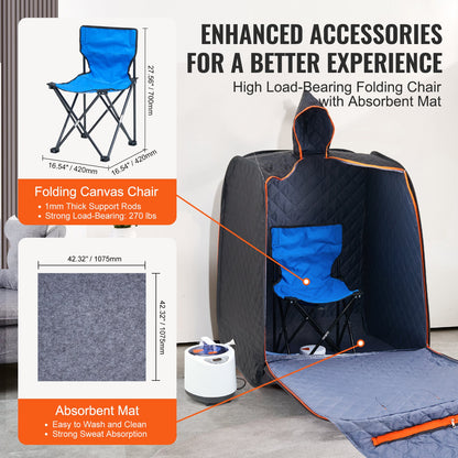 Portable Steam Sauna Tent 1000W Personal Spa Loss Weight Detox Therapy, 800x800x1000 mm V952-ZQBXSSNBSS10KT48LV3