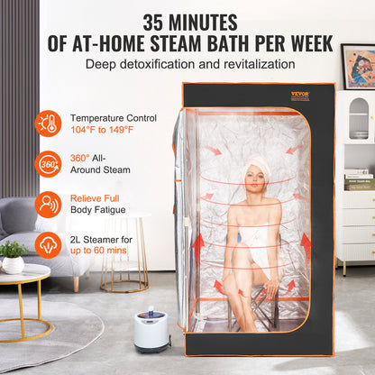 Portable Steam Sauna Tent Full Size 1000W Personal Sauna Blanket W/ Chair, 880 x 880 x 1600 mm V952-ZQBXSSNQCCS14E7Q1V3